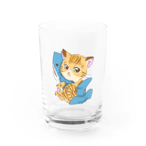 サメ好き猫さん Water Glass