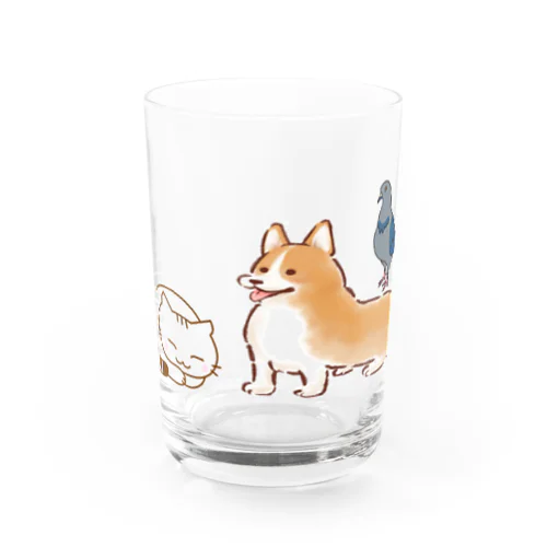 幸せ動物コンビグラス Water Glass