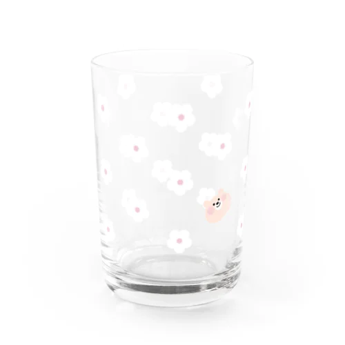 ふんわりお花のくまこ♡ホワイト Water Glass