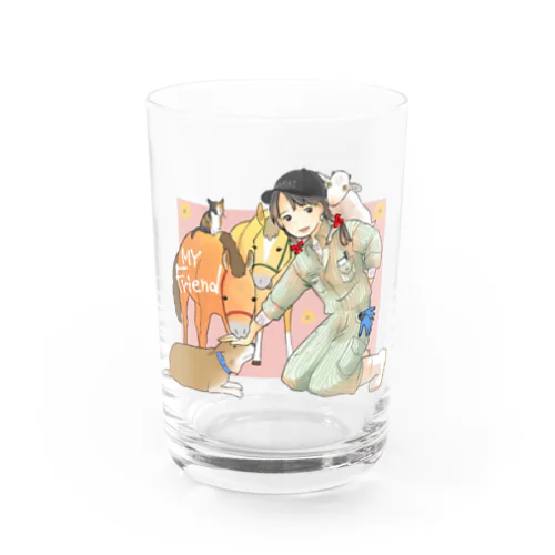 集まれ！ヤギ馬犬猫 Water Glass