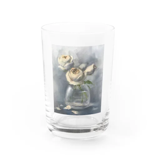 白バラが好き Water Glass