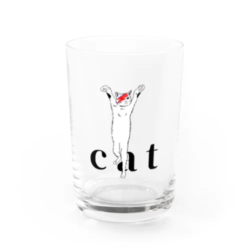 デヴィッドボウイのメイクを施したカッコいい白猫 Water Glass