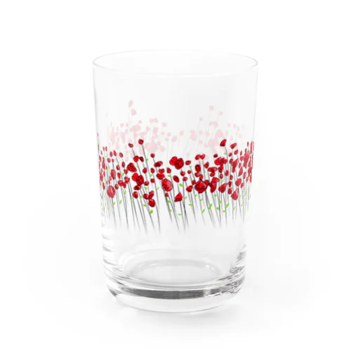 レトログラス　赤い花 グラス