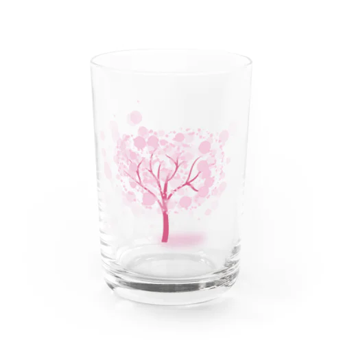 レトログラス　ピンクの木 Water Glass