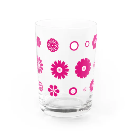 レトログラス　ピンクの花 Water Glass