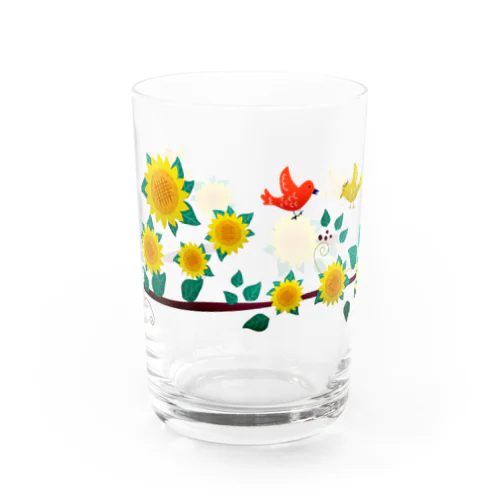 レトログラス　花と鳥 Water Glass