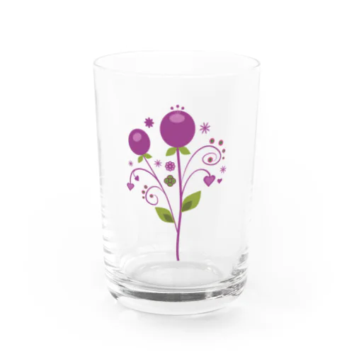 レトログラス　パープルな花 グラス