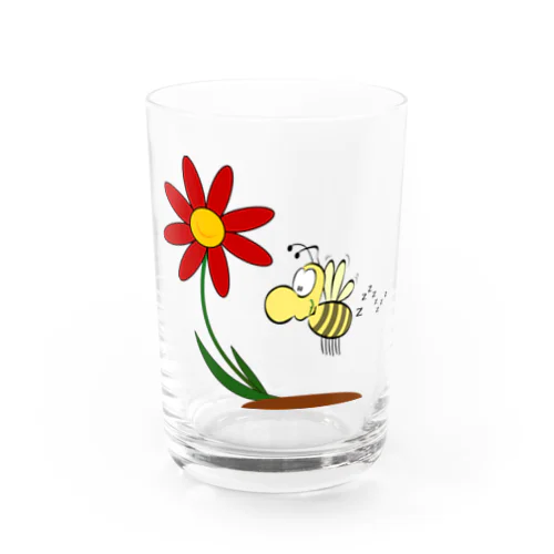 レトログラス　花とミツバチ グラス