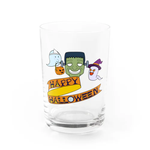 フランケンシュタインとゴーストの『ハッピーハロウィン！！』 Water Glass