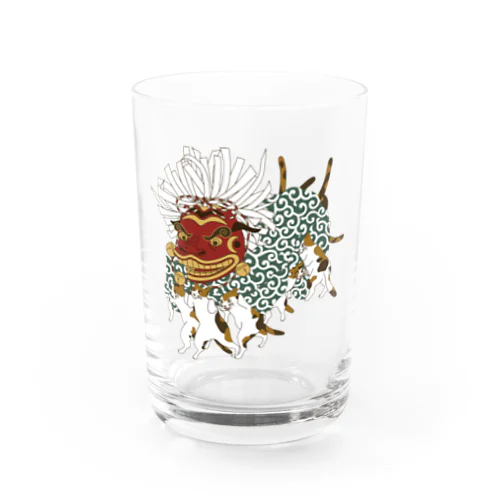 三毛猫の獅子舞遊び Water Glass