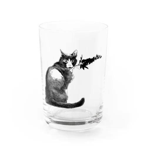 花を贈る猫 Water Glass