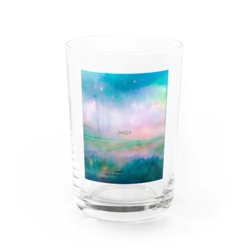 油絵風の癒しデザイン(ターコイズブルー) Water Glass