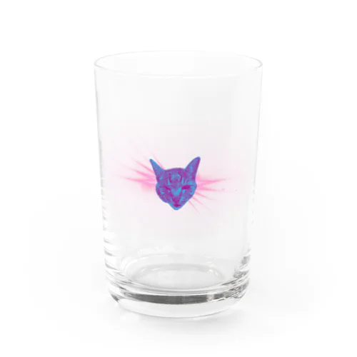 The cat wakes up in space. Water Glass