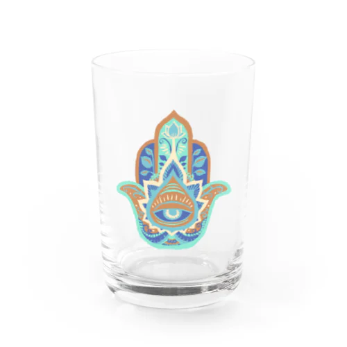 誕生石色✋ハムサの手（3月・アクアマリン） Water Glass