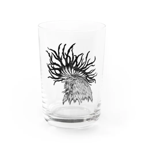 　躍動的なトサカ／黒 Water Glass