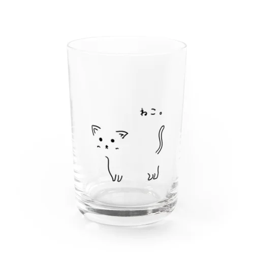 ねこ。黒字 Water Glass