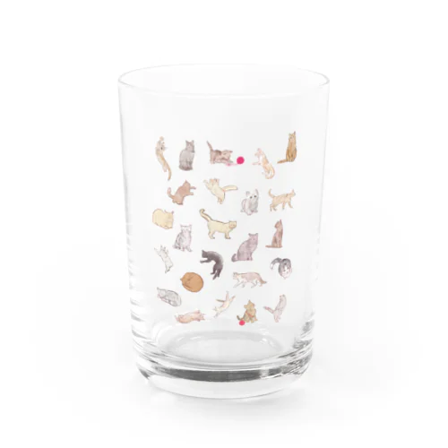 猫イラスト集合（縦） Water Glass