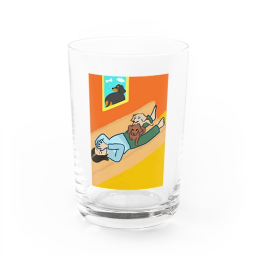 イヌたちとのんびり Water Glass