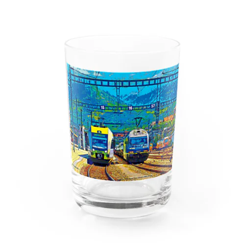 スイス シュピーツの駅 Water Glass