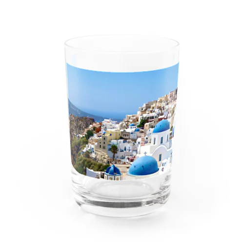 【世界一周旅】ギリシャ　サントリーニ島の景色 グラス