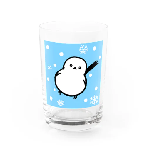 雪景色のシマエナガさん Water Glass