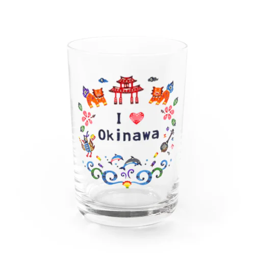 I love Okinawa  Water Glass