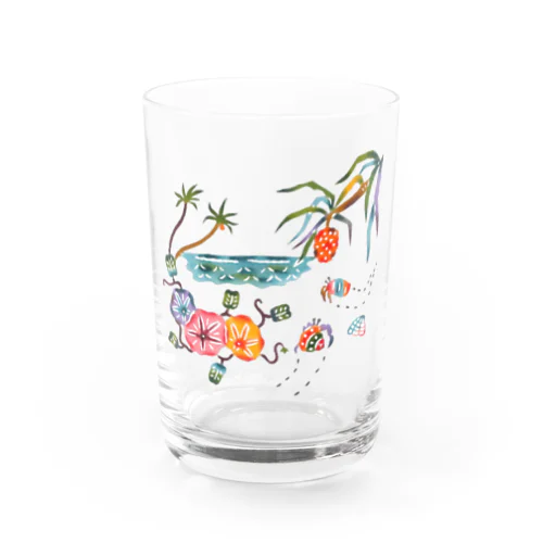 紅型柄アダンの木陰 Water Glass