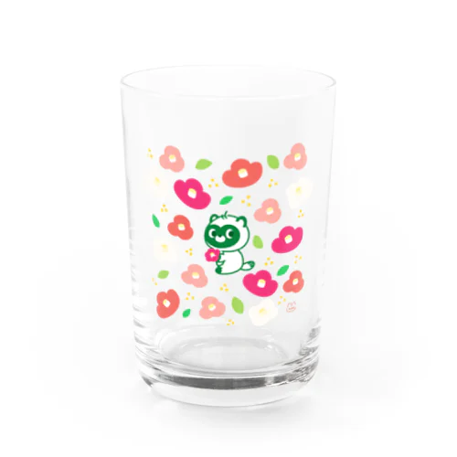  ツバキとタヌキ（透明バージョン） Water Glass