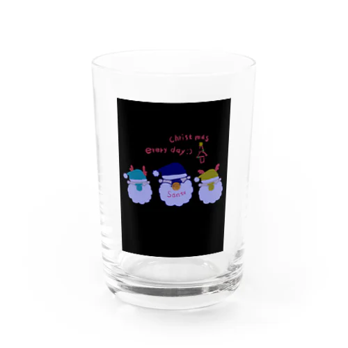 ブラックサンタさん3人 🍗 Water Glass