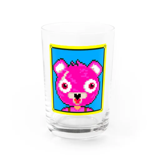 ピンクのくまちゃんドット絵 Water Glass