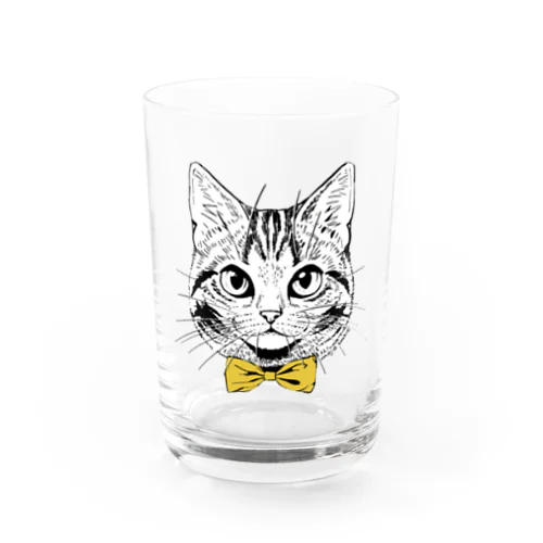 黄色蝶ネクタイの猫 Water Glass