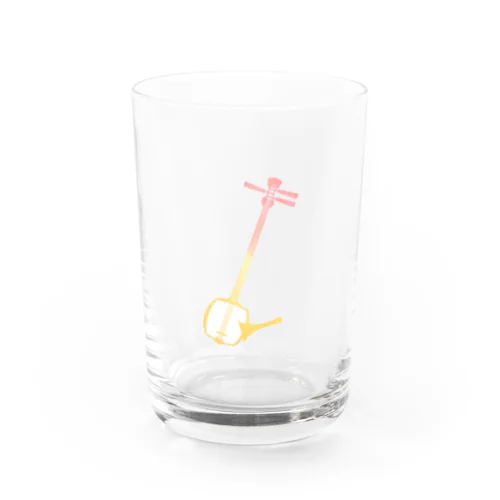 三味線ワンポイント柄（ピンクオレンジ） Water Glass