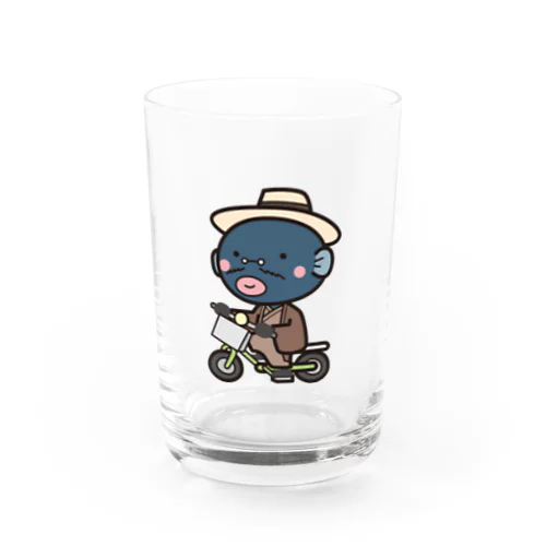 自転車に乗るうなきちさん Water Glass