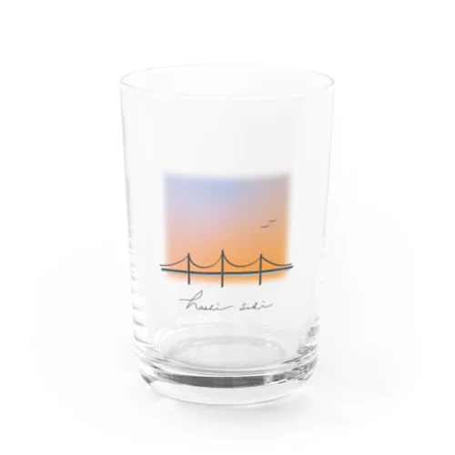 橋好き（夕焼けかもめバージョン） Water Glass