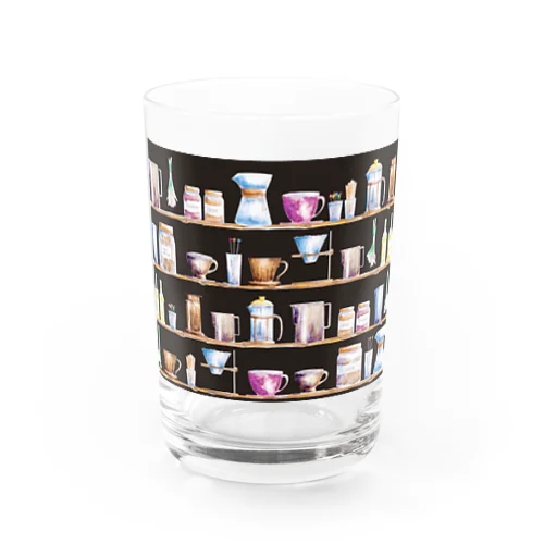 レトロ水彩カフェのコーヒー器具棚/アンティーク ～Village～ グラス