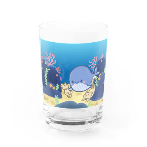 海の中のクジラさんと猫 Water Glass