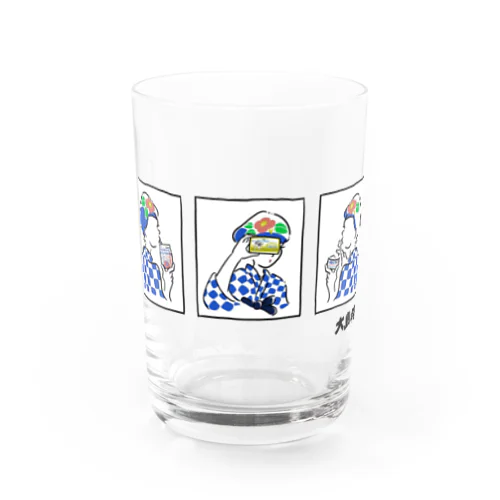 あんこさんと大島牛乳商品(ロゴ入り) Water Glass