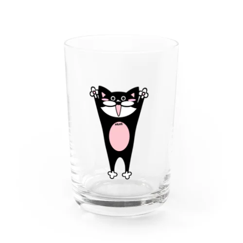 ハチワレ猫名入れ(バンザイ)ジュンジモデル グラス
