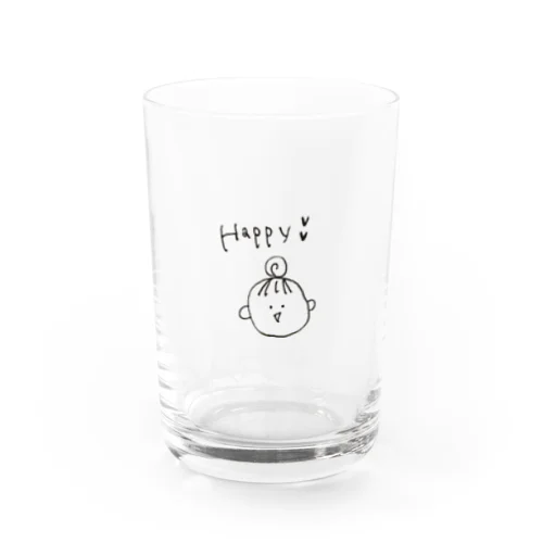 Happy おなご Water Glass