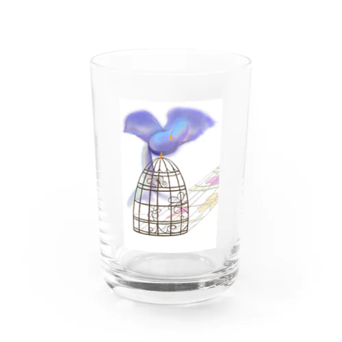 青い鳥と鳥かご Water Glass