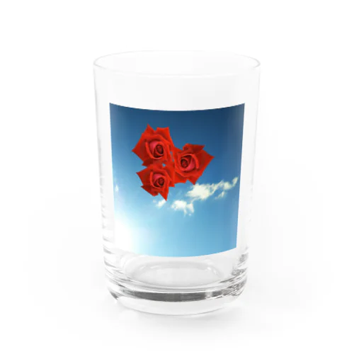 青い空と赤い薔薇 Water Glass