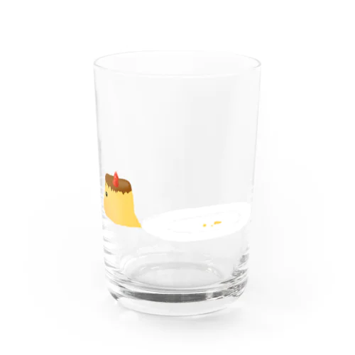 逃げるプリン君（苺付き） Water Glass