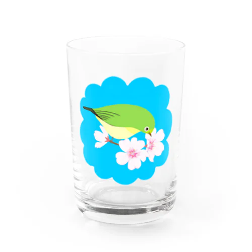 桜とメジロさん Water Glass