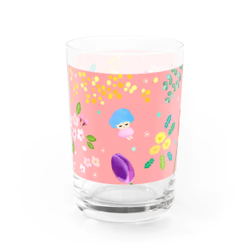 春の花とヤスミちゃん(ピンク) Water Glass