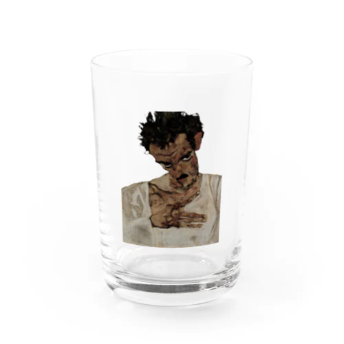 エゴン・シーレ　自画像1912　背景無し Water Glass