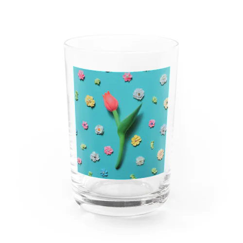 ピンクチューリップの春 Water Glass