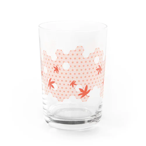 麻の葉-紅葉 Water Glass