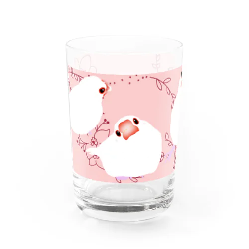 白文鳥さん並べ（ピンク） Water Glass