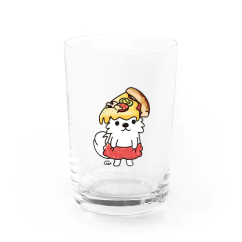 ワンポイント PIZZAゲットした　ポメラニアン Water Glass