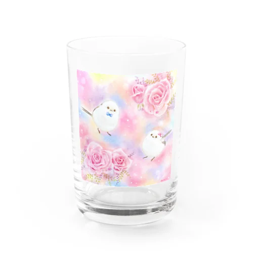 シマエナガさんと薔薇 Water Glass